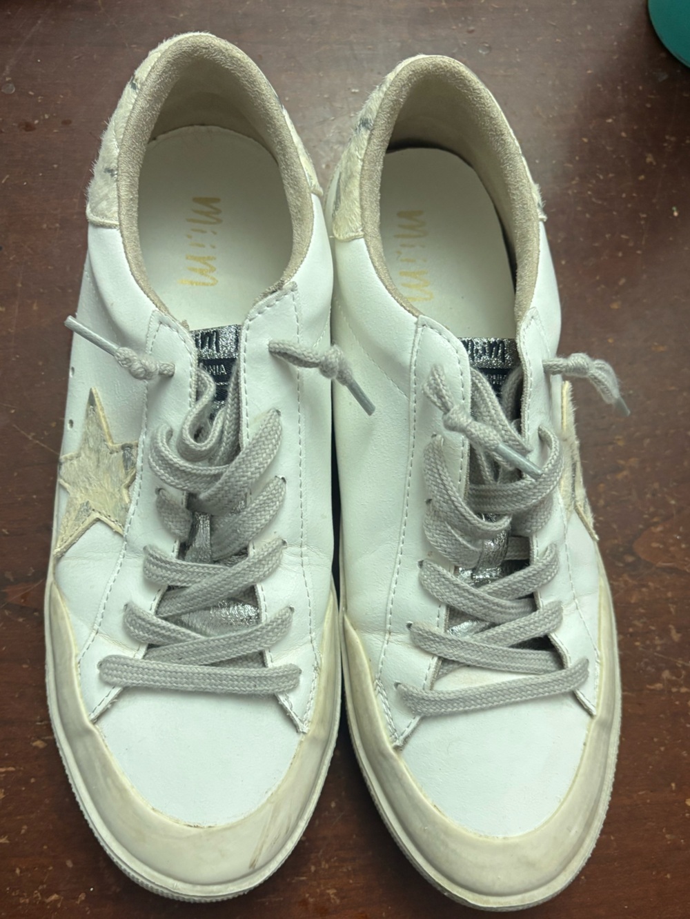 Miim miracle miles white star 8.5 rubber sole lace up star metalic camo sneaker